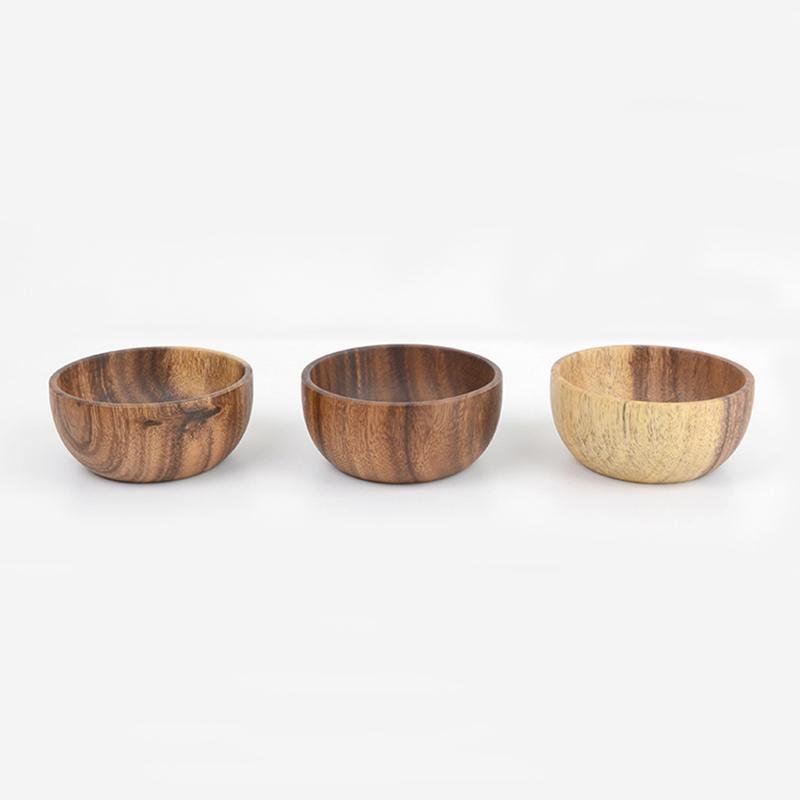 Conjunto de 4 Tigelas de Madeira para Salada de Massa e Noodles