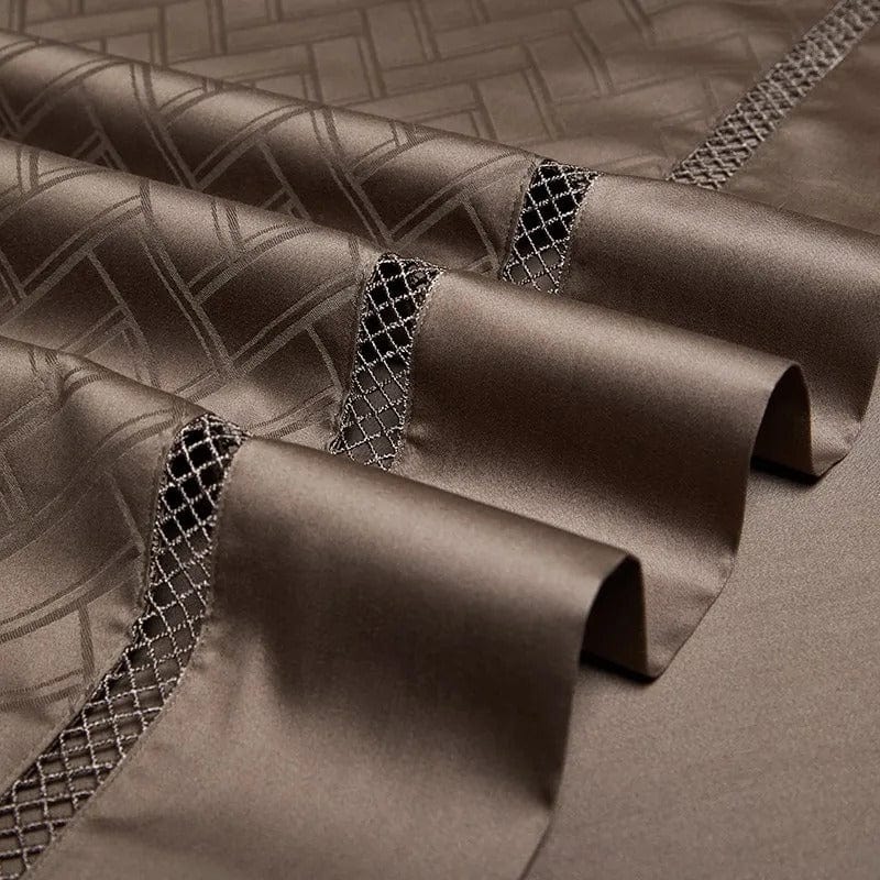 Conjunto de Capa de Edredão Elegance Castanho (Algodão Egípcio)