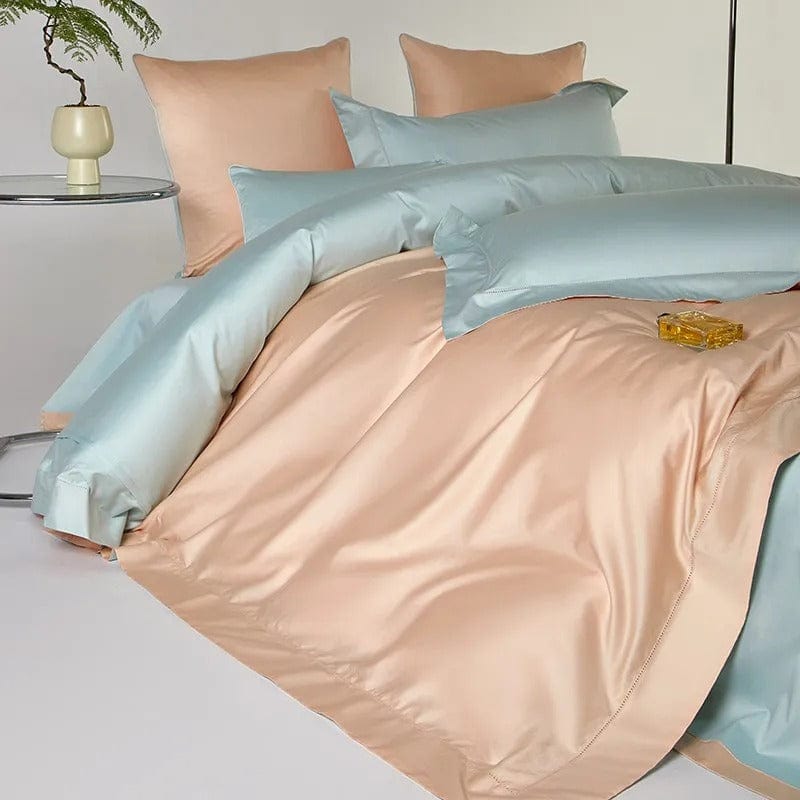 Conjunto de Capa de Edredão Dream Peach Azul (Algodão Egípcio)