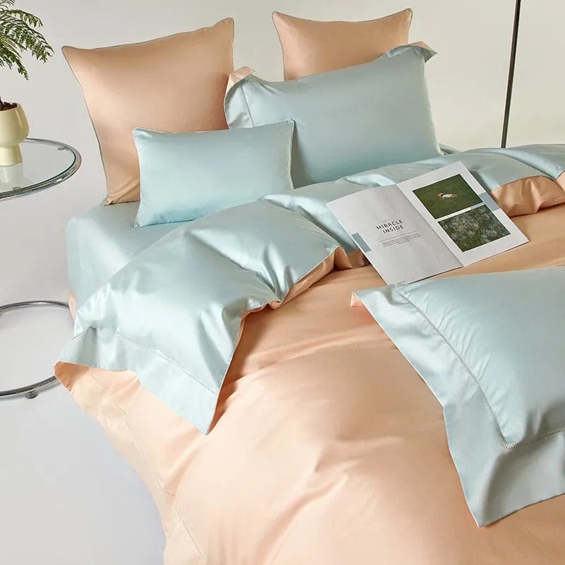 Conjunto de Capa de Edredão Dream Peach Azul (Algodão Egípcio)