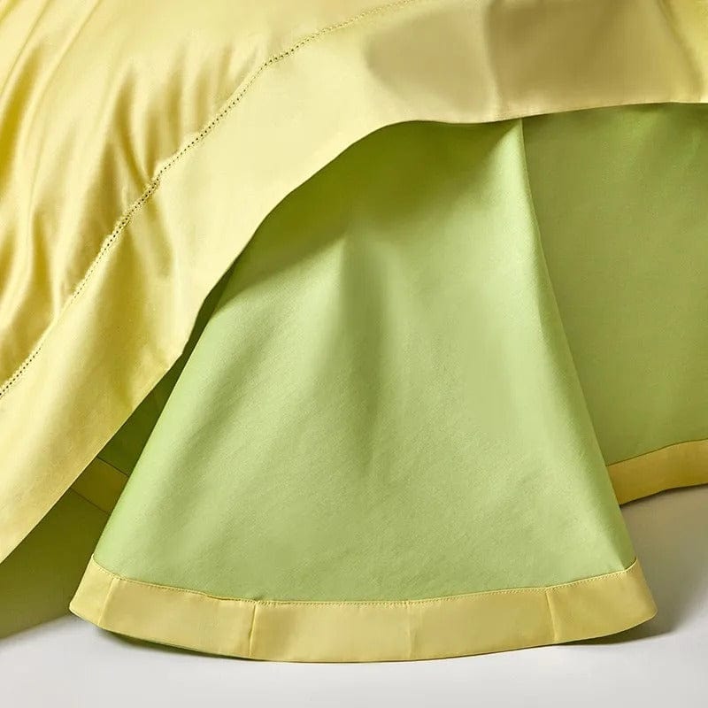 Conjunto de Capa de Edredão Amarelo-Verde Sonho (Algodão Egípcio)