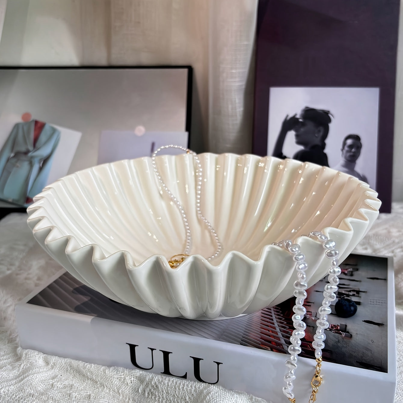 NordicBowl - Taça Vintage de Porcelana Branca para Decoração e Armazenamento