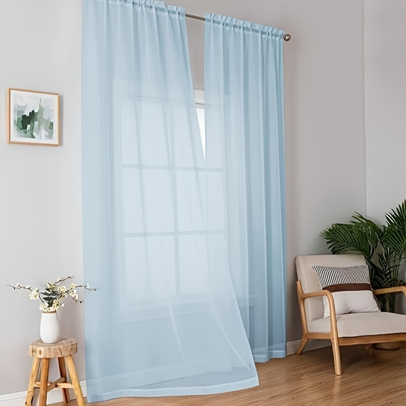 Cortinados Semi-transparentes - Pack de 2 Cortinados Leves e Respiráveis em Poliéster para Quarto e Portas de Terraço