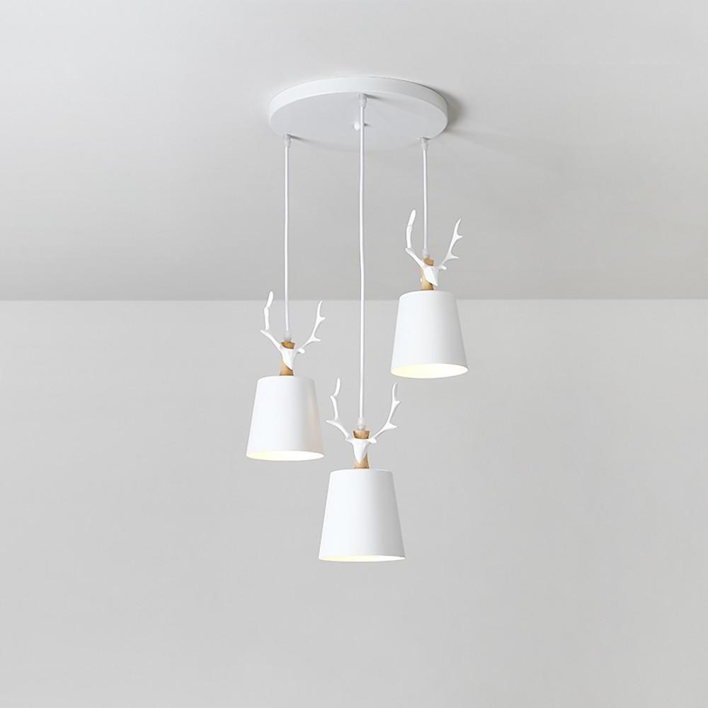 Lámpara colgante clásica LED de diseño de asta con 3 luces