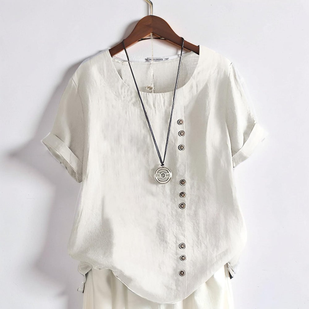 Donna Camicia Manica Corta Bottoni | Blusa Casual Donna - Image 2