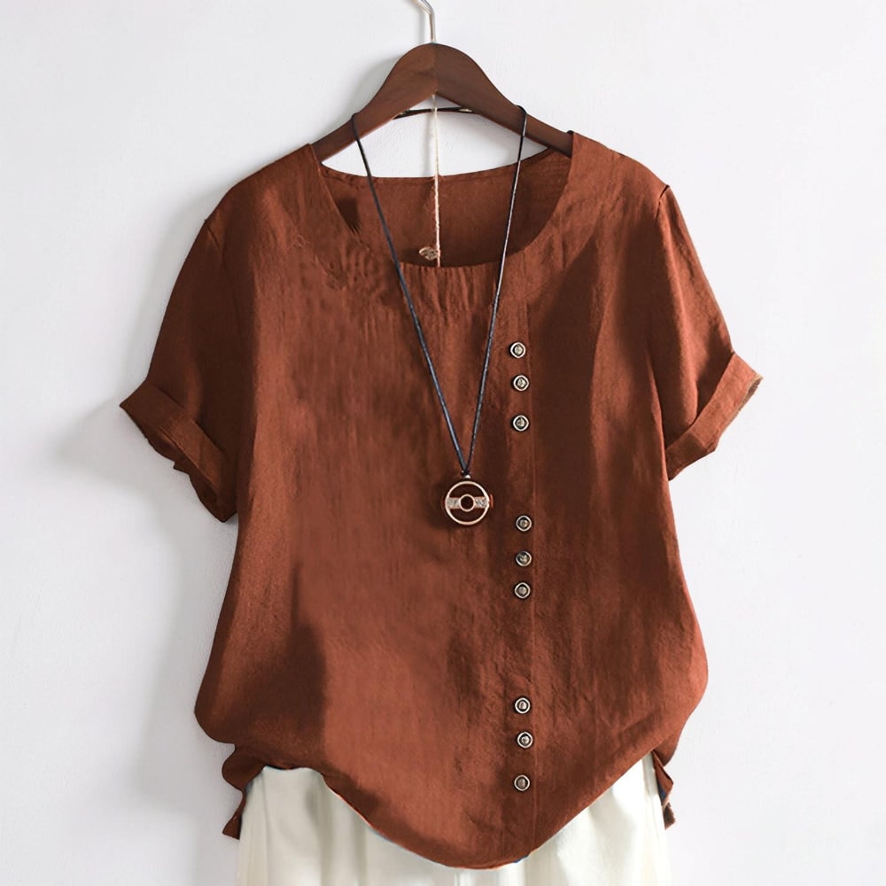 Donna Camicia Manica Corta Bottoni | Blusa Casual Donna - Image 3