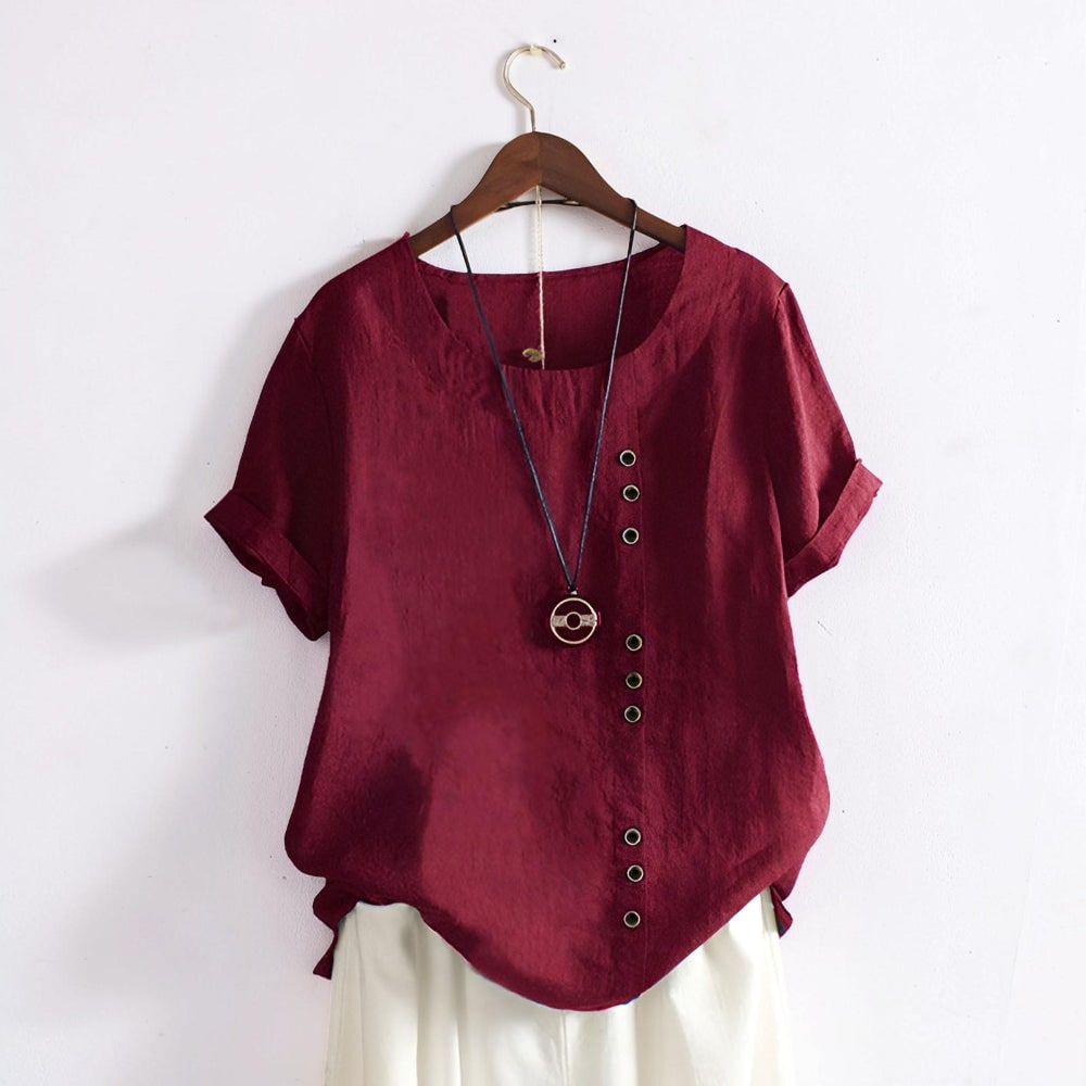 Donna Camicia Manica Corta Bottoni | Blusa Casual Donna - Image 8