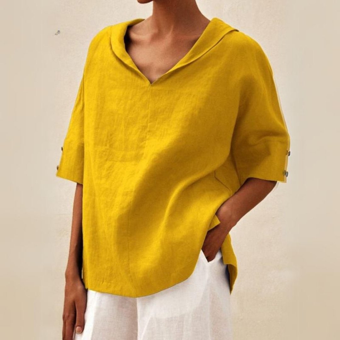 Donna Camicia Scollo V Manica Corta | Blusa Casual - Image 4