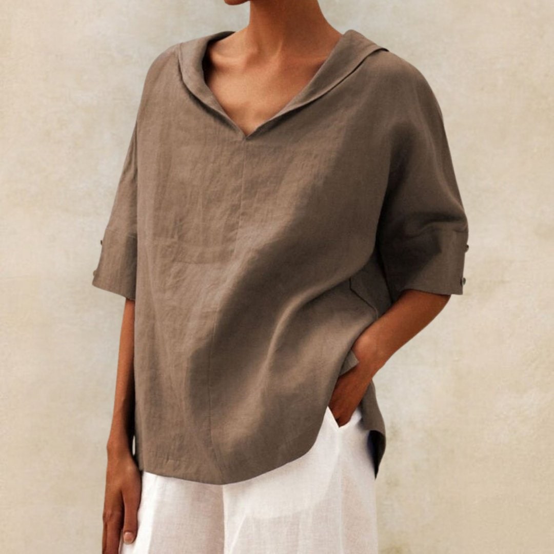 Donna Camicia Scollo V Manica Corta | Blusa Casual - Image 6