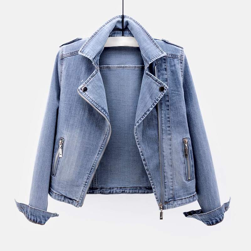 Donna Giacca Jeans Corta Zip | Giacca Denim - Image 1