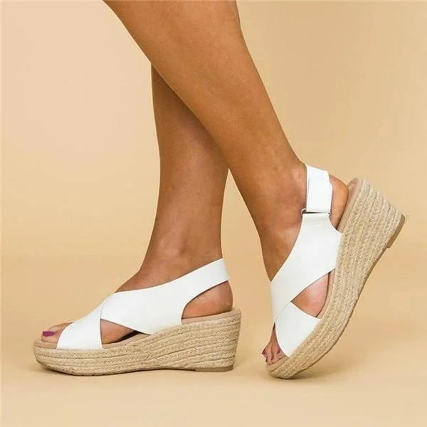 Donna Sandali Zeppa Espadrillas Tacco | Cinturino Posteriore - Image 4