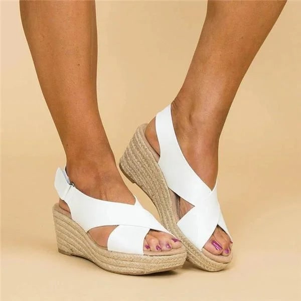 Donna Sandali Zeppa Espadrillas Tacco | Cinturino Posteriore - Image 5