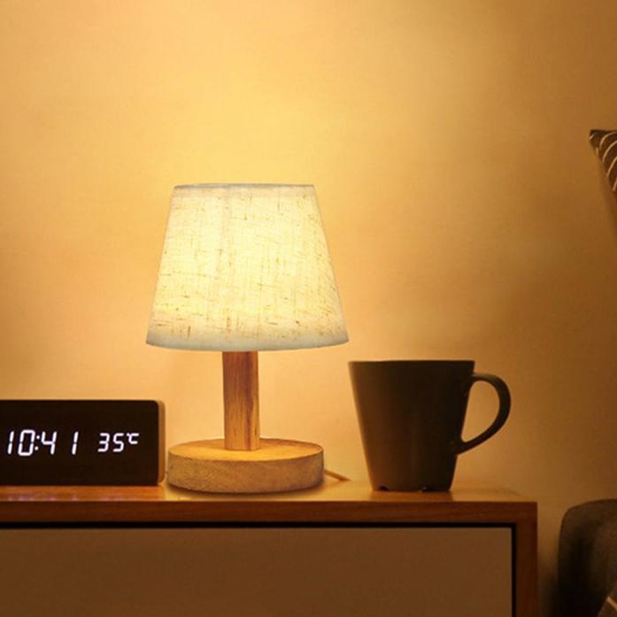 LumiWood - Lámpara de mesa LED regulable de madera para dormitorio y sala de estar