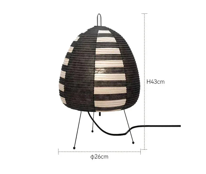 LumiZen – Japanese Paper Table Lamp in Retro Style, Traditional Lighting for Bedroom and Living Room
