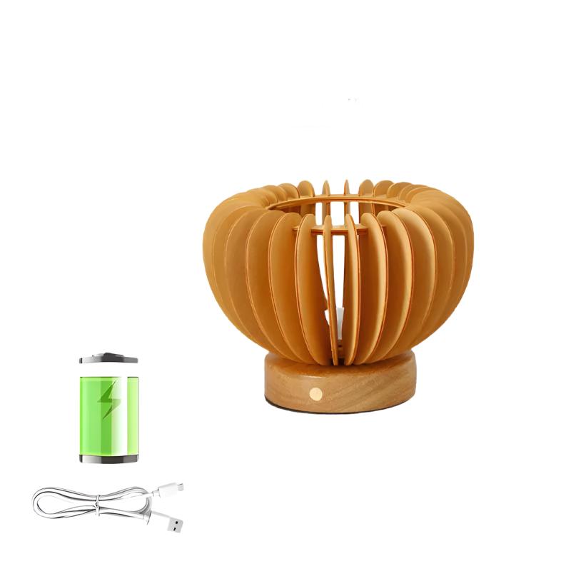 LumiWood – Wooden Table Lamp in Scandinavian Design, LED Decorative Light