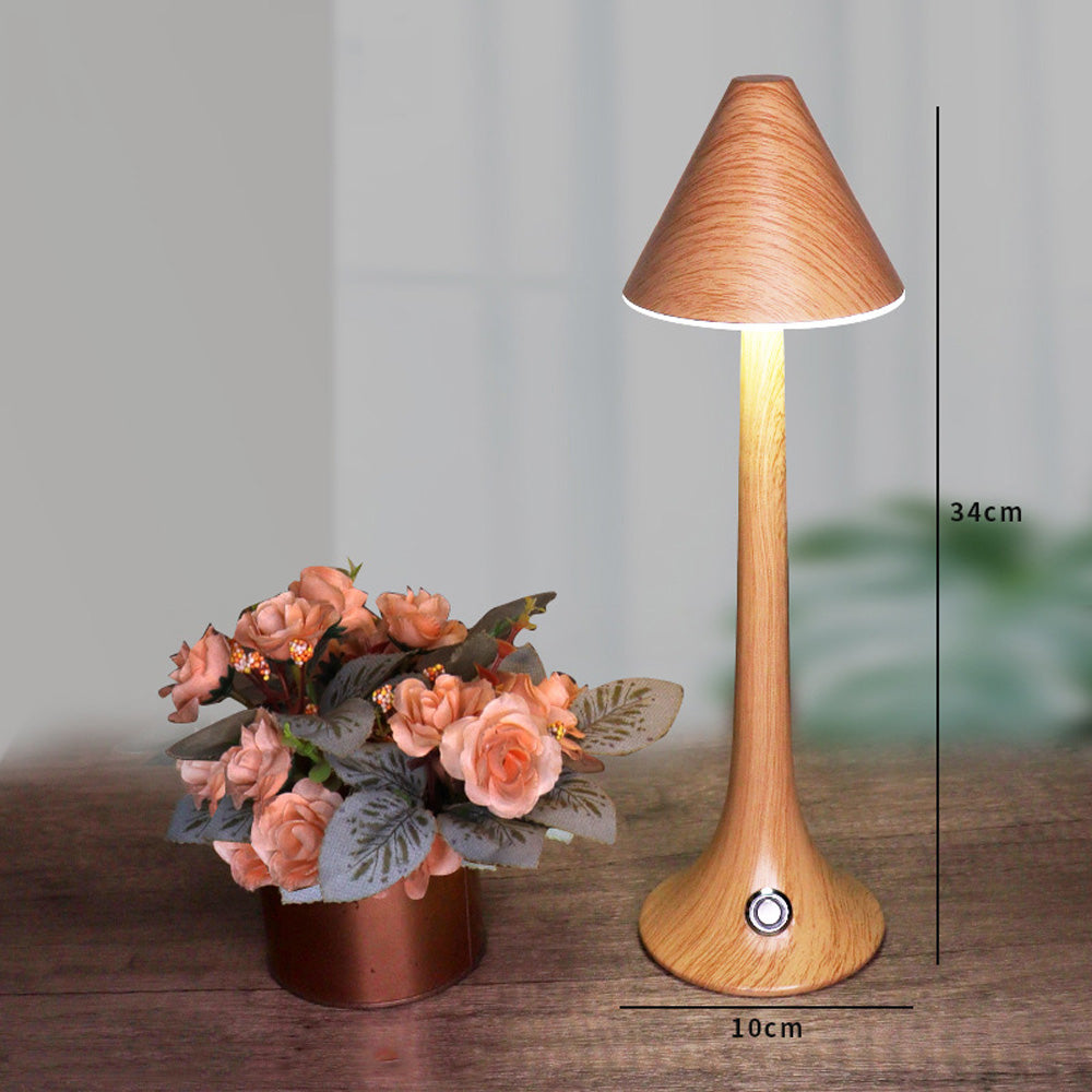 LumaWood - Rechargeable LED Table Lamp with Wooden Design, Dimmable and Wireless