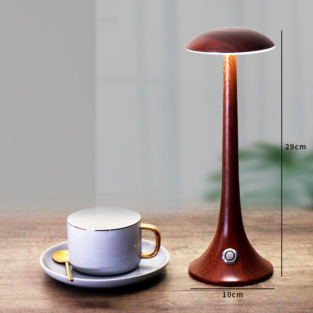 LumaWood - Rechargeable LED Table Lamp with Wooden Design, Dimmable and Wireless
