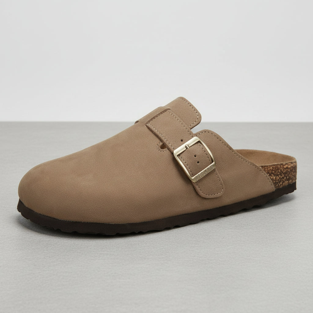 Women's Suede Clogs with Cork Sole Adjustable Comfort