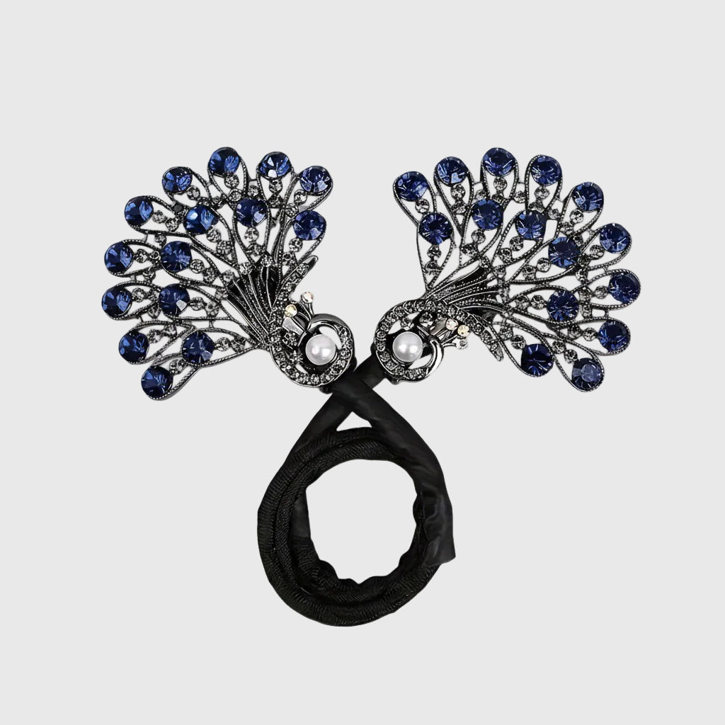 Fermaglio Capelli Vintage Pavone Strass Accessorio Elegante Capelli Raccolti