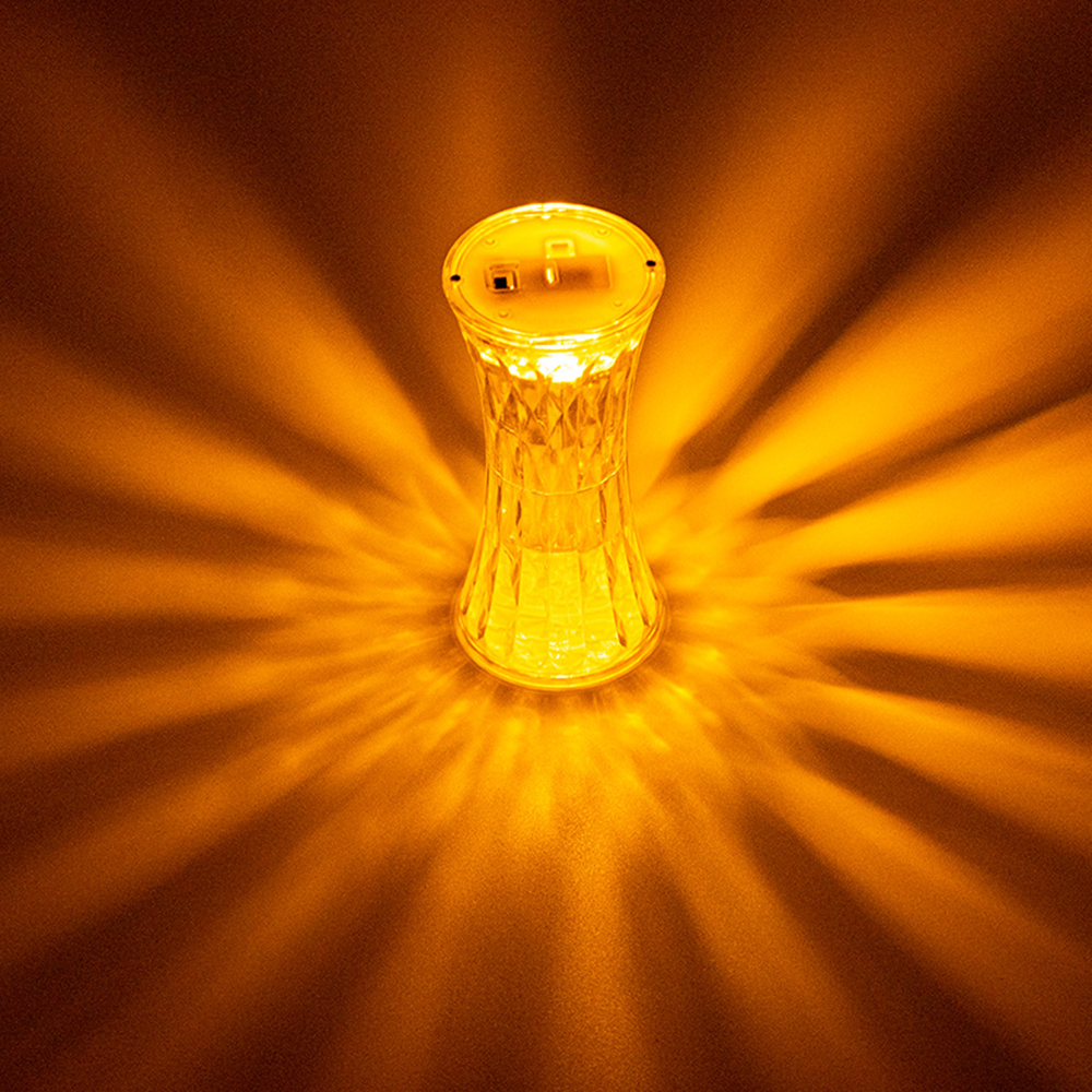 CrystalLuxe - Candeeiro de Mesa de Cristal com Lapidação de Diamante e Iluminação LED