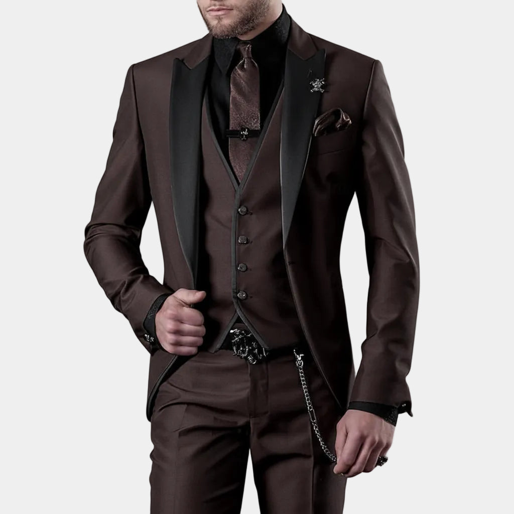 Completo Uomo Tre Pezzi Giacca Blazer Gilet Pantaloni Set