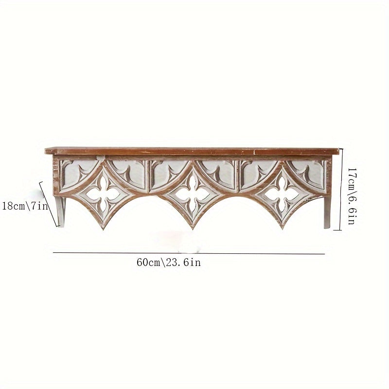 VintageWood - Rustic Wooden Wall Shelf for Living Room