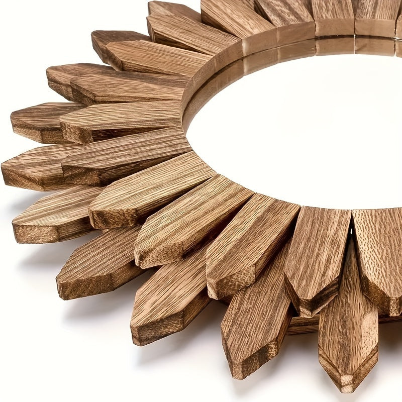 1 Pezzo Specchio Girasole Bohemien - Specchio da Parete in Legno, Specchio Decorativo