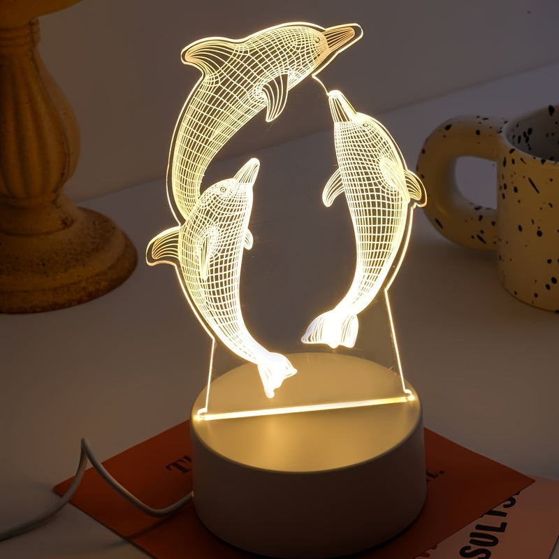 GeoDelfino - Lampada da tavolo moderna con illusione 3D