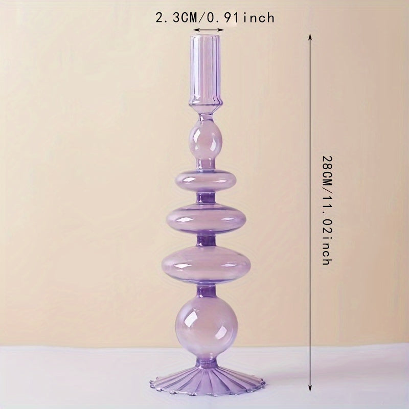 1pc Set di Candelieri in Vetro Creativi e Minimalisti - Vaso in Vetro Laccato per Decorazione da Tavolo per Soggiorno, Tavola da Pranzo e Cena Romantica