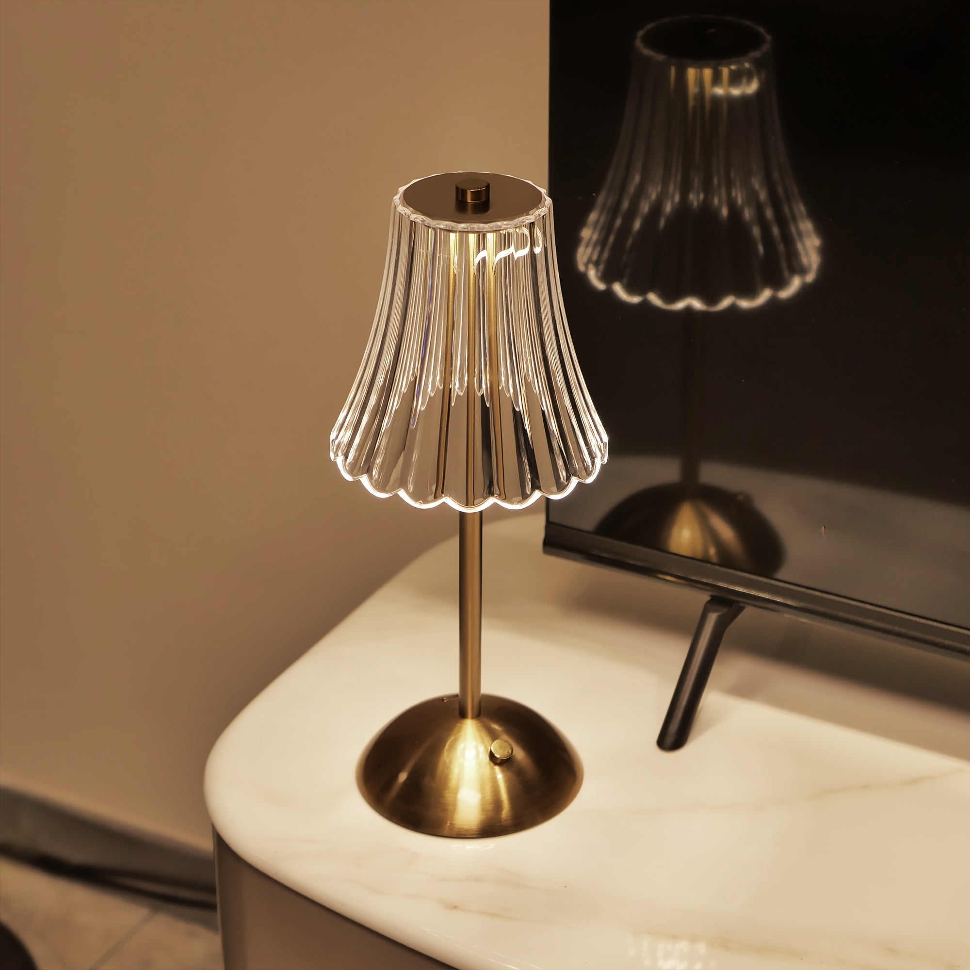 Crystaluxe - LED Crystal Table Lamp with Touch Control, Three-Color Light