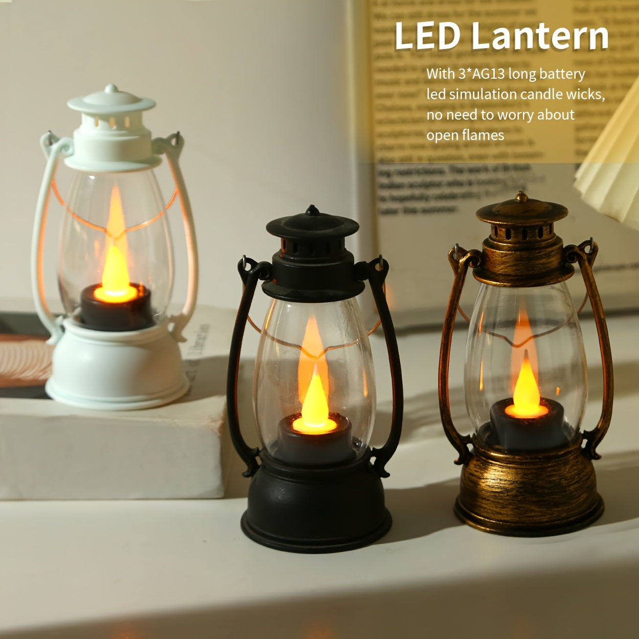 VintageGlow - LED Kerosene-Style Table Lamp with Yellow Flame