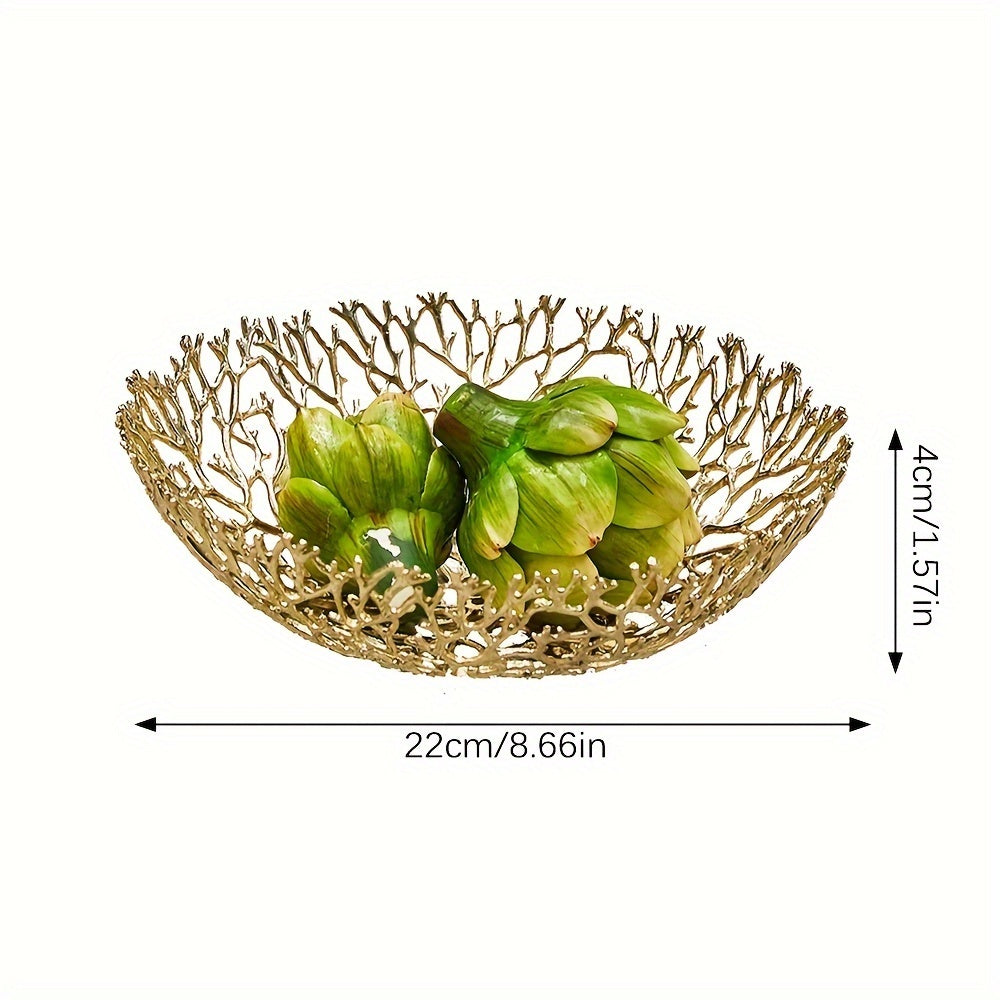 MetalServe-Coral - Luxury Open Fruit Bowl for Home Decoration, Coffee Table & Dining Room