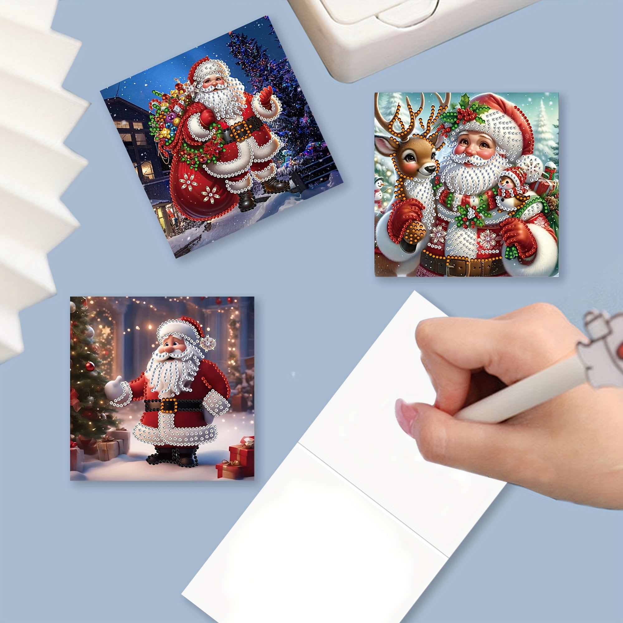 Kit di Pittura con Diamanti da 12 pezzi - Cartoline di Babbo Natale con Design Unici, Perfette per Inviare Auguri Caldi a Famiglia e Amici