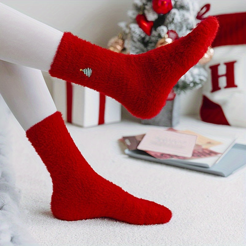 CozyKerst - 5 Pairs of Thick Warm Christmas Socks for Women