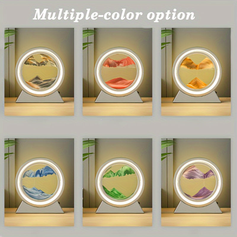 LumiSand - 3D Moving Sand Painting LED Table Lamp, Glass Sand Scene Night Light, Romantic Home Decor