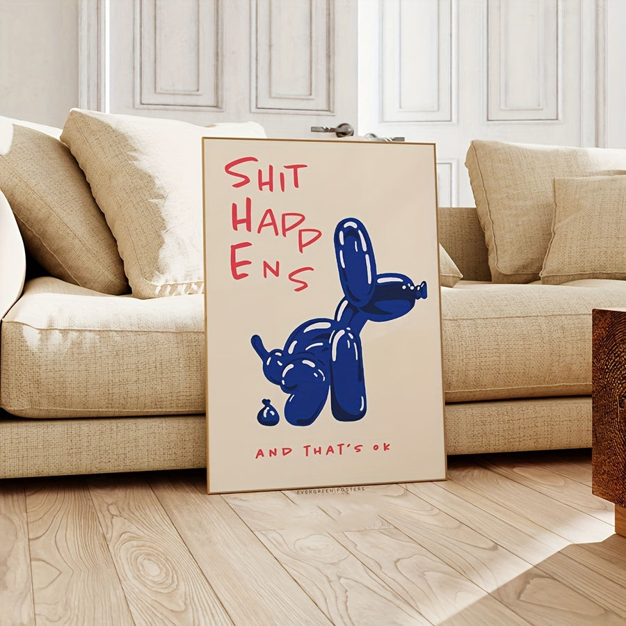 1 Peça Póster Moderno em Tela Sem Moldura - Tipografia Inspiradora Azul e Vermelha, Impressões de Cão Balão Decoração de Parede