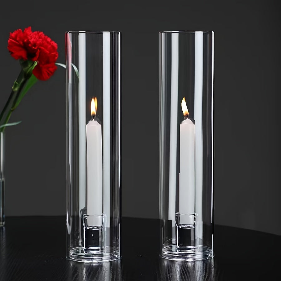 Candelabro in Vetro Borosilicato di Alta Qualità - Antivento, Stile Scandinavo, Trasparente