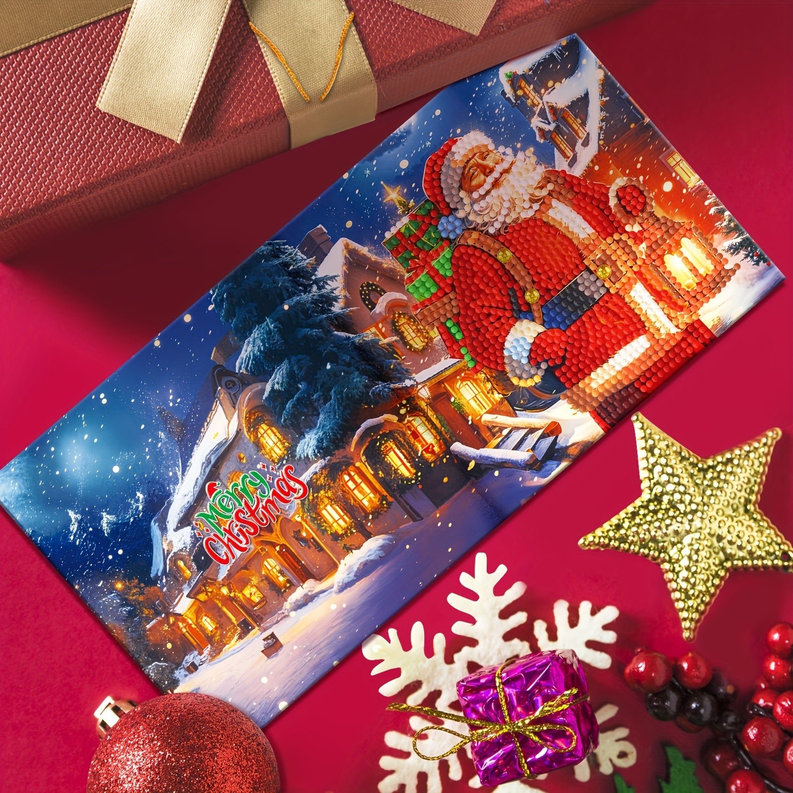 Kit di Biglietti d'Auguri con 12 pezzi di Pittura Diamante Fai-da-te - Design di Pupazzo di Neve e Cervo per Natale, Ringraziamento, Compleanni - Perfetto Regalo Creativo per Famiglia e Amici