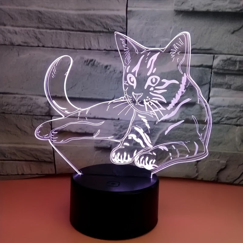 CatGlow - 3D Cat Night Light with 7 Colors Touch Control
