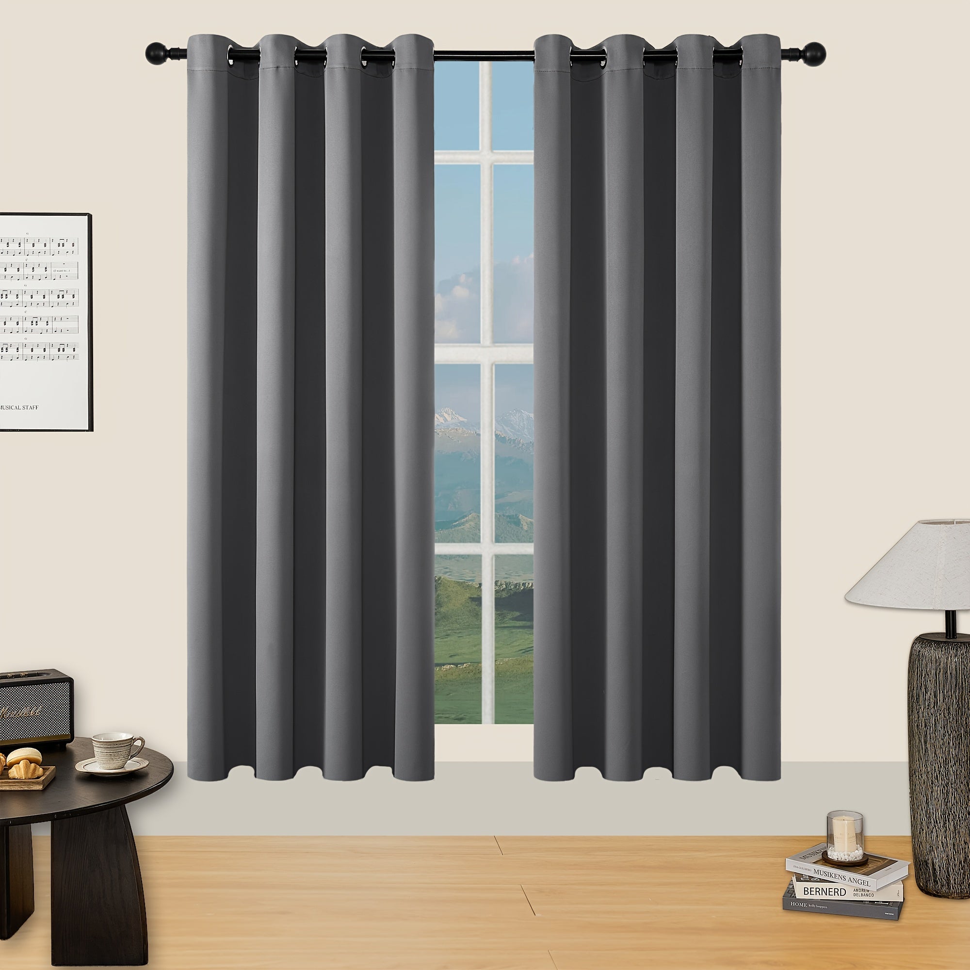 Verduisterende Gordijnen - 2 Stuks Moderne Polyester Gordijnen met Thermische Isolatie en Oogjes