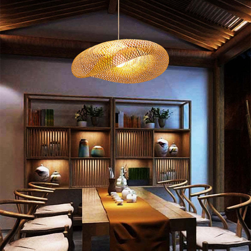 Candeeiro suspenso ZenBamboo LED Esferas de Bambu para Quarto