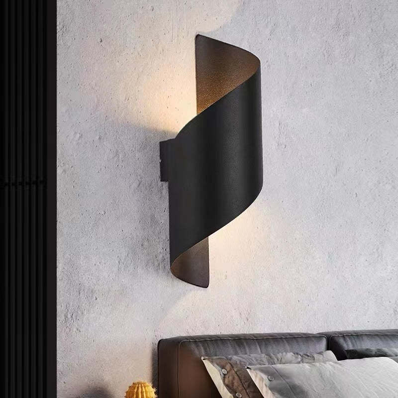Lámpara de pared LED moderna Orr, espiral, interior, blanco/negro, metal