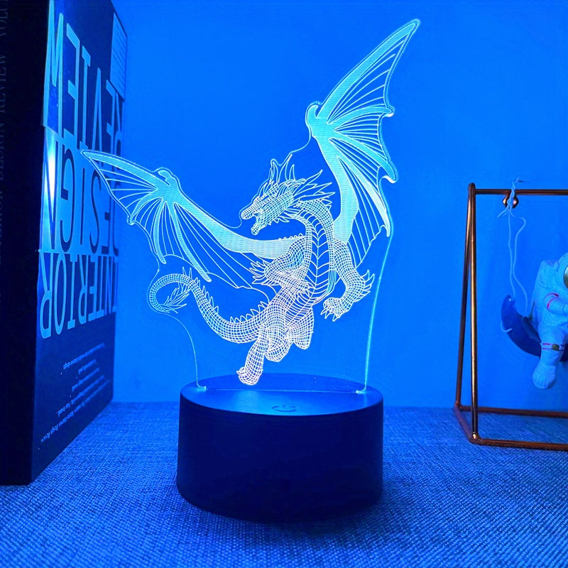 DinoLicht - Lámpara nocturna 3D de dinosaurio con control táctil, luz RGB