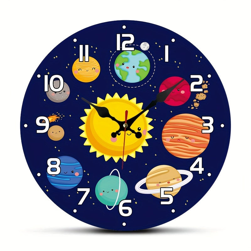 CosmicTime - Silent Solar System Wall Clock, Round Decorative Timer