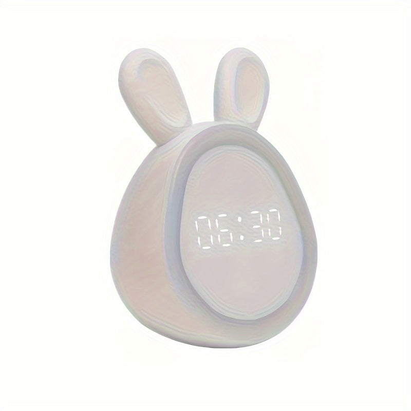 Reloj despertador de conejo adorable - con luz nocturna y recargable por USB
