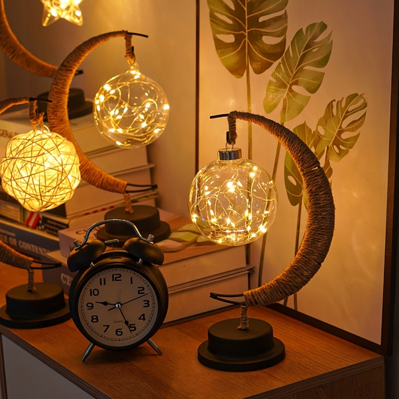 LunarGlow - Wrought Iron Moon Lamp With LED Ball