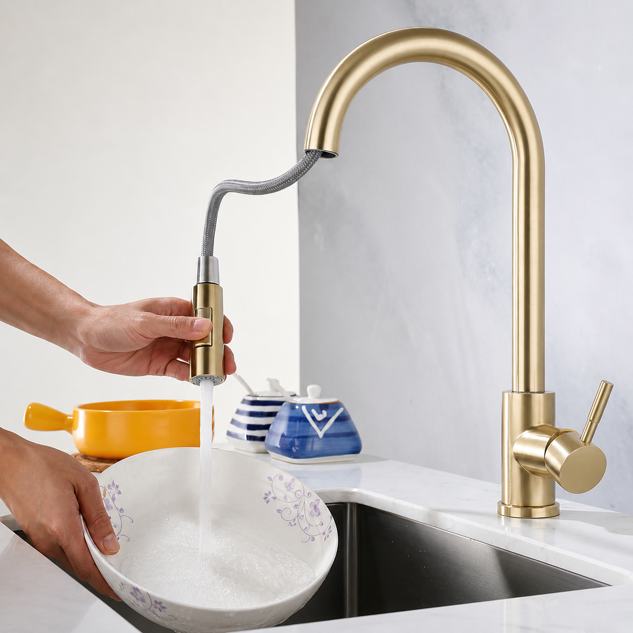 Rubinetto Cucina Acciaio Inox Estraibile Design Moderno