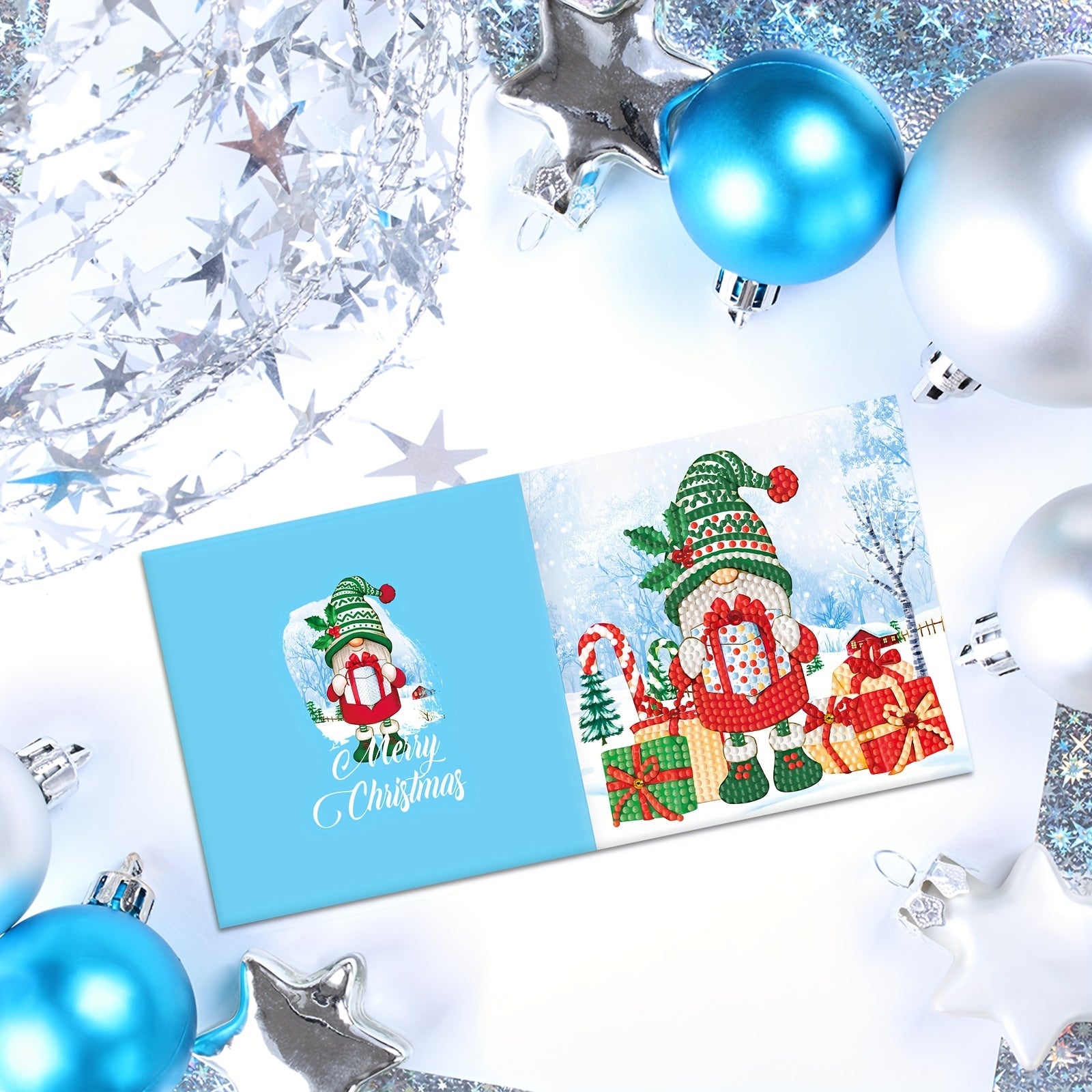 Set di Biglietti d'Auguri con Dipinti in Diamante da 12 Pezzi - Mosaico Fatto a Mano per Natale e Capodanno, Personalizzabile con Messaggi Caldi