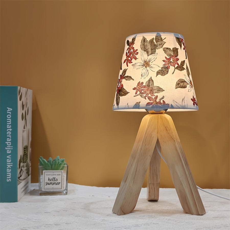 BloemLamp - Lampada da tavolo LED moderna con base in legno, alimentata via USB