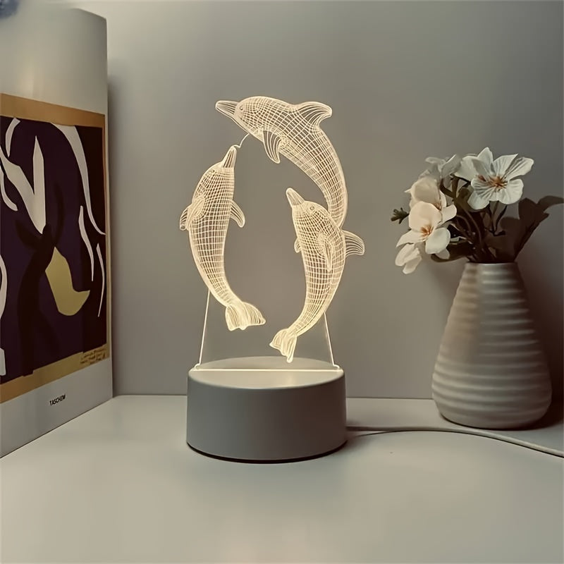 GeoDolphin - Modern 3D Illusion Table Lamp